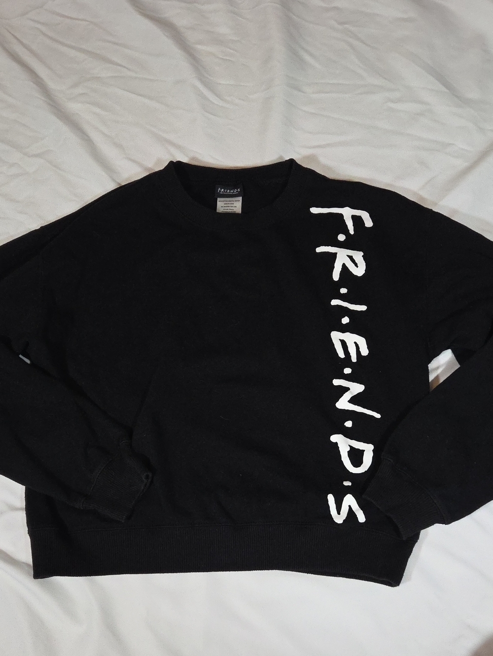 Friends Women's XS Black Crop Top Long Sleeve Sweater Y2K 1990's TV show